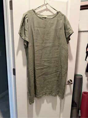 Olive Green Lace-Hem Women's Dress